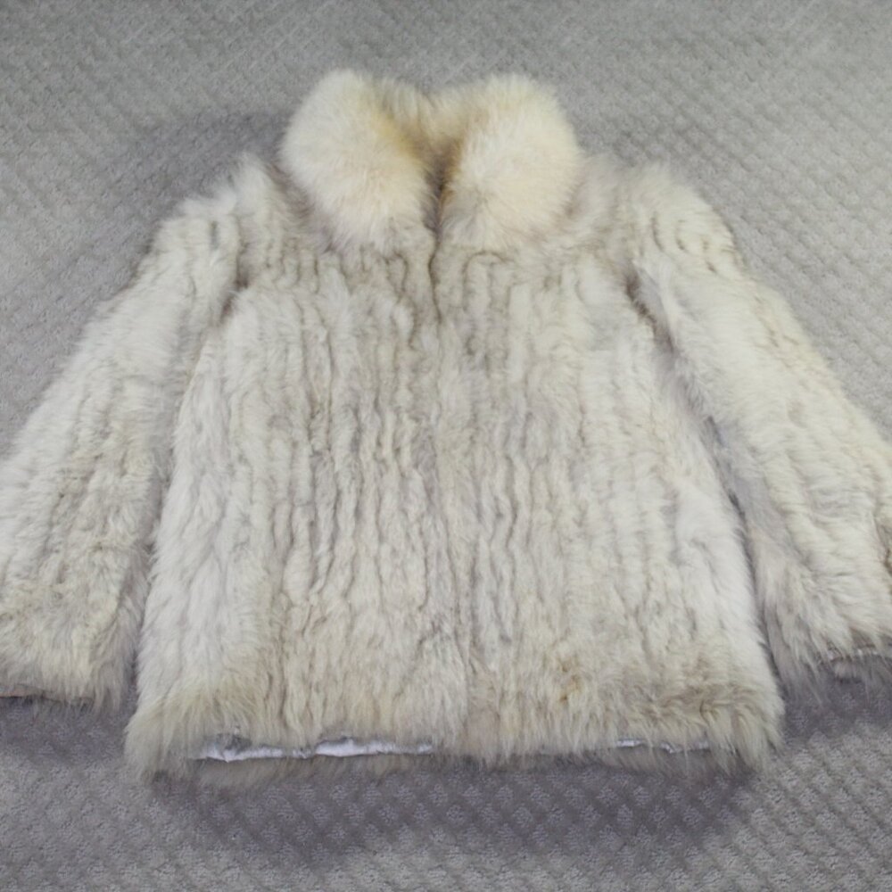 Saga Fox Vintage Fur Coat Classic Luxury Soft Beige Genuine Fur Size M
